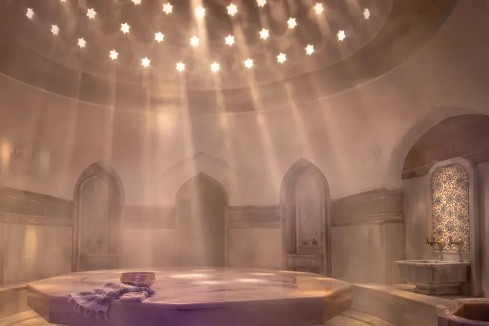 Elena Masaj Salonu, Bayrampaşa — hamam bölümü, kurna ve mermer